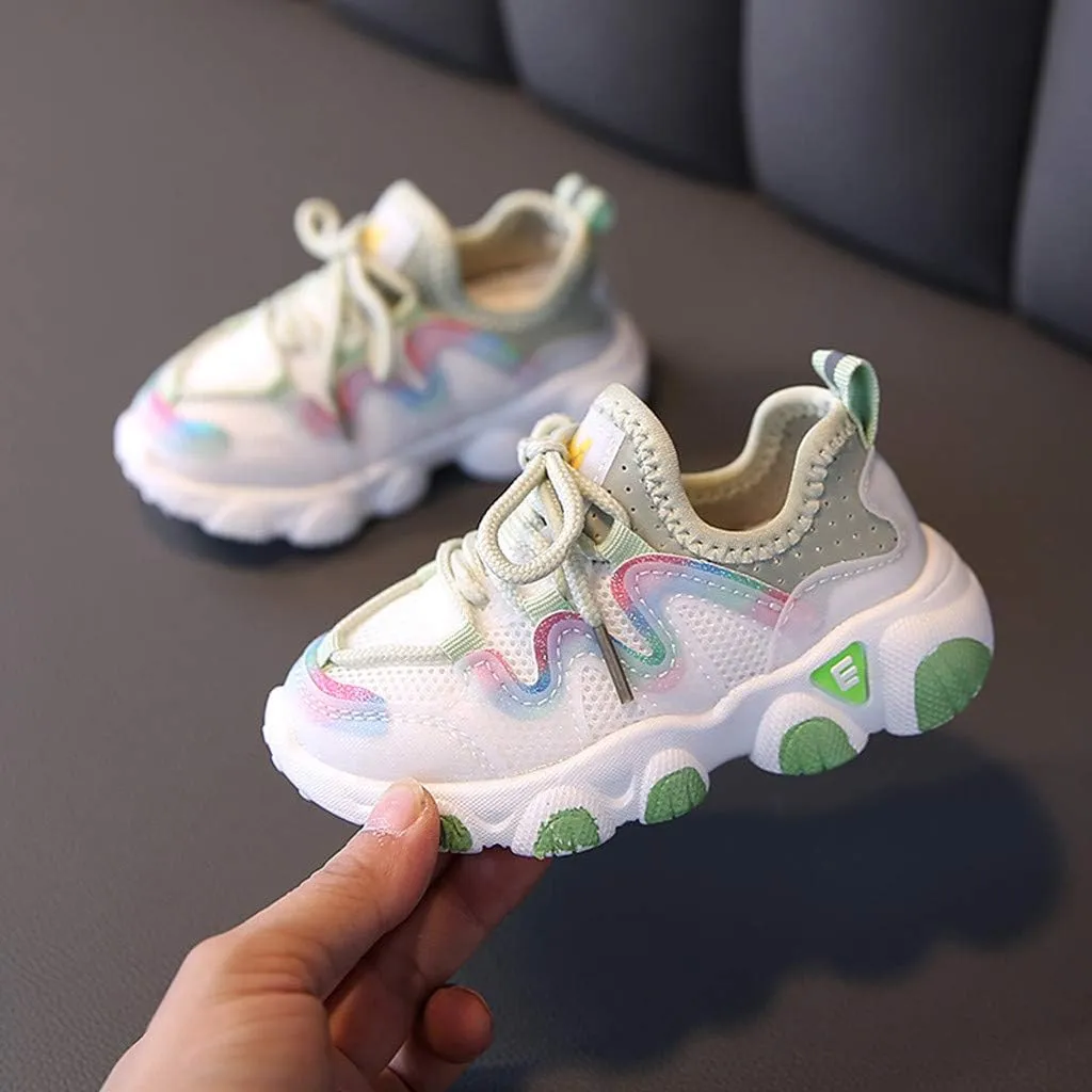 6 Wide Baby Soft Up Shoes Toddler Breathable Infant Kids Girls Lace Mesh Baby Shoes Baby Girl Light up Shoe