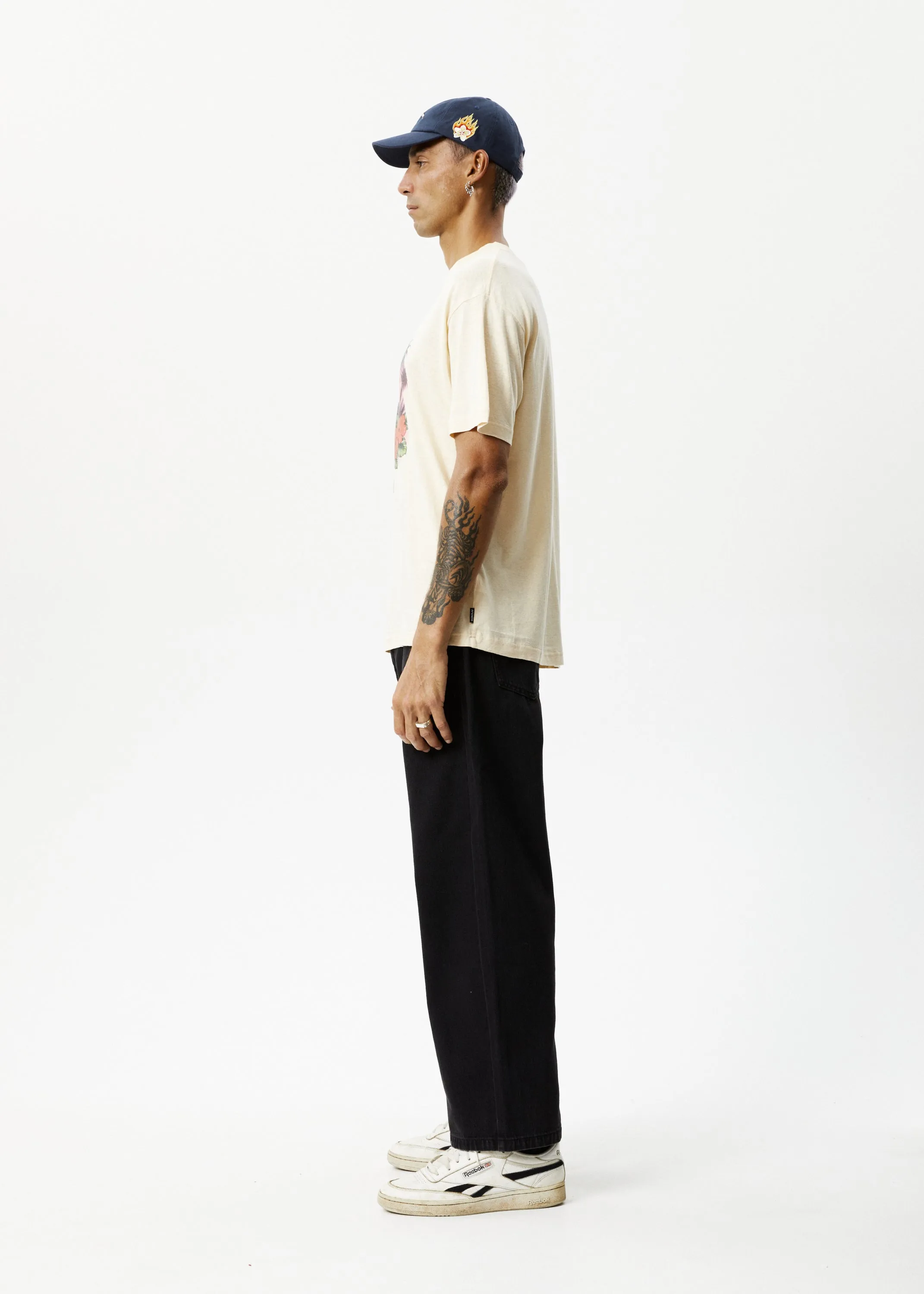 AFENDS Mens Holiday - Graphic Boxy T-Shirt - Sand