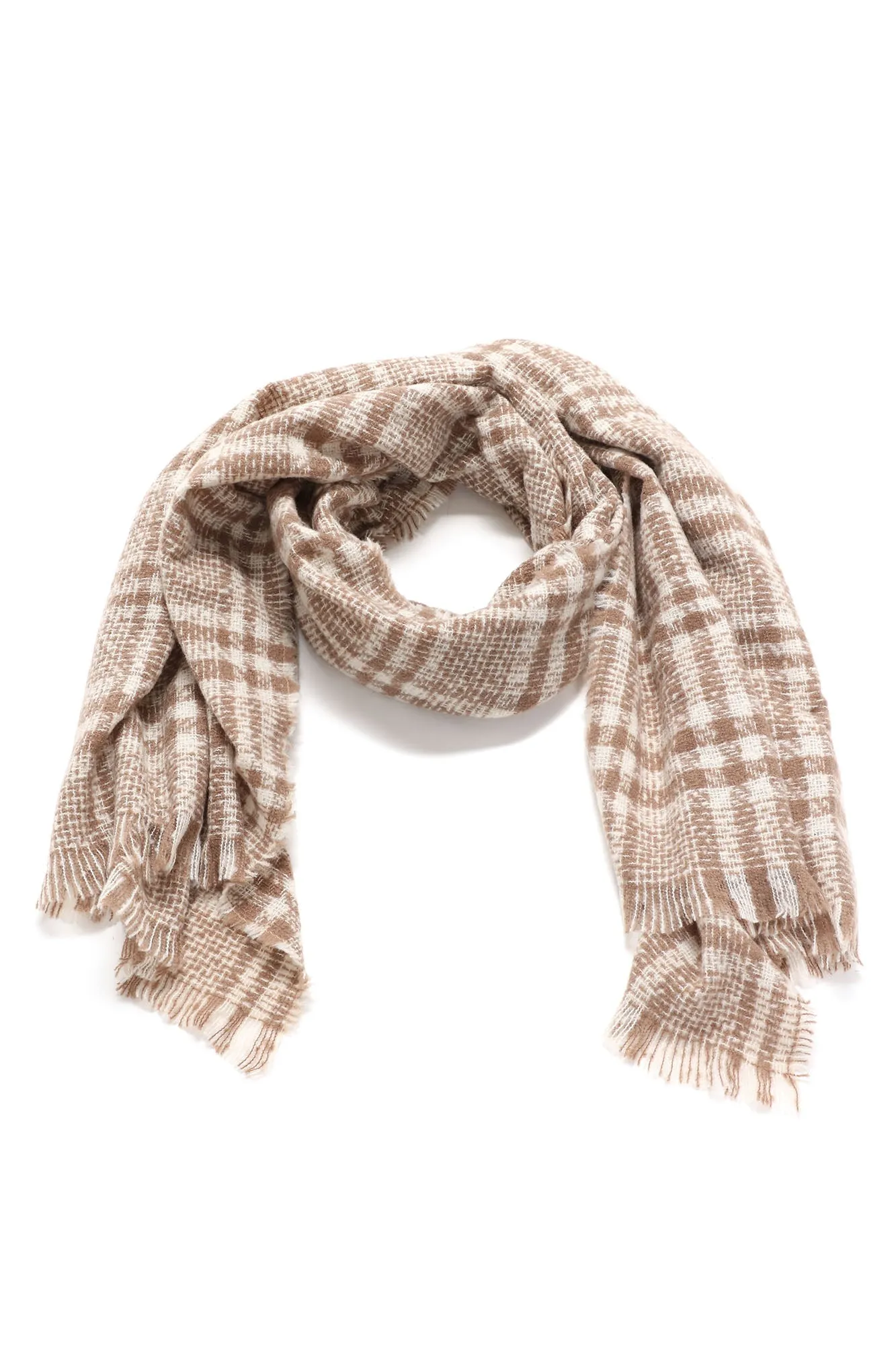 Autumn Stroll Plaid Scarf - Beige