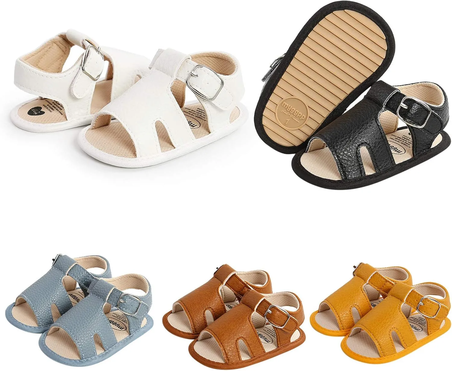 Baby Boy and Unisex Sandals Shoes for Infant/Toddlers First Walkers Anti-Slip Soft Sole Flat Shoes (Yellow, 6-12 Months)