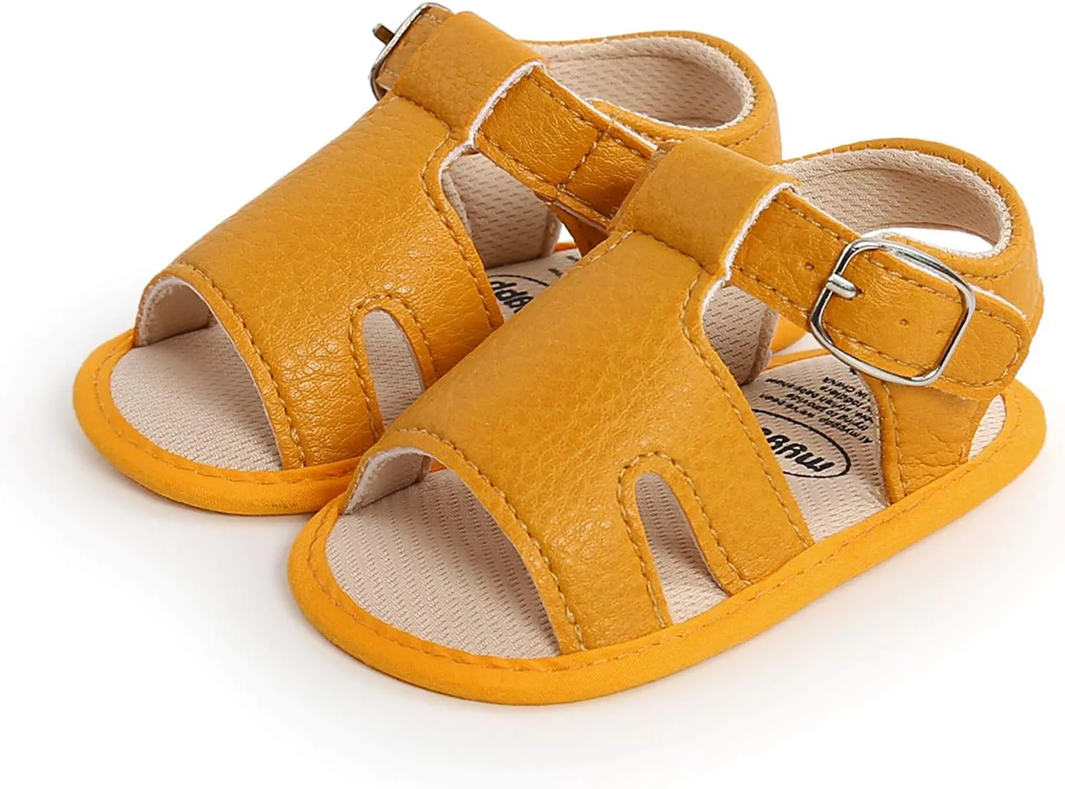Baby Boy and Unisex Sandals Shoes for Infant/Toddlers First Walkers Anti-Slip Soft Sole Flat Shoes (Yellow, 6-12 Months)