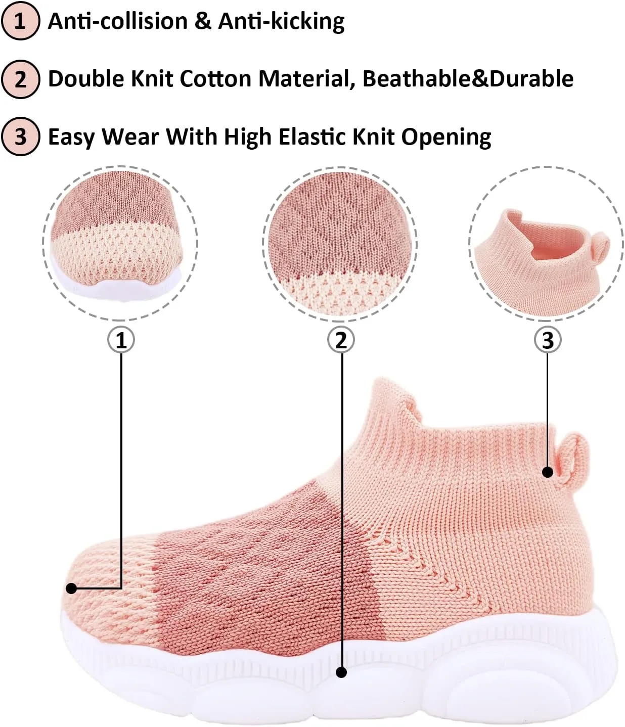 Baby Boy Girl Sneakers Toddler Infant First Walking Shoes Non-Skid Indoor Baby Sneakers Soft Sole Non Slip Cotton Mesh Breathable Lightweight Baby Shoes