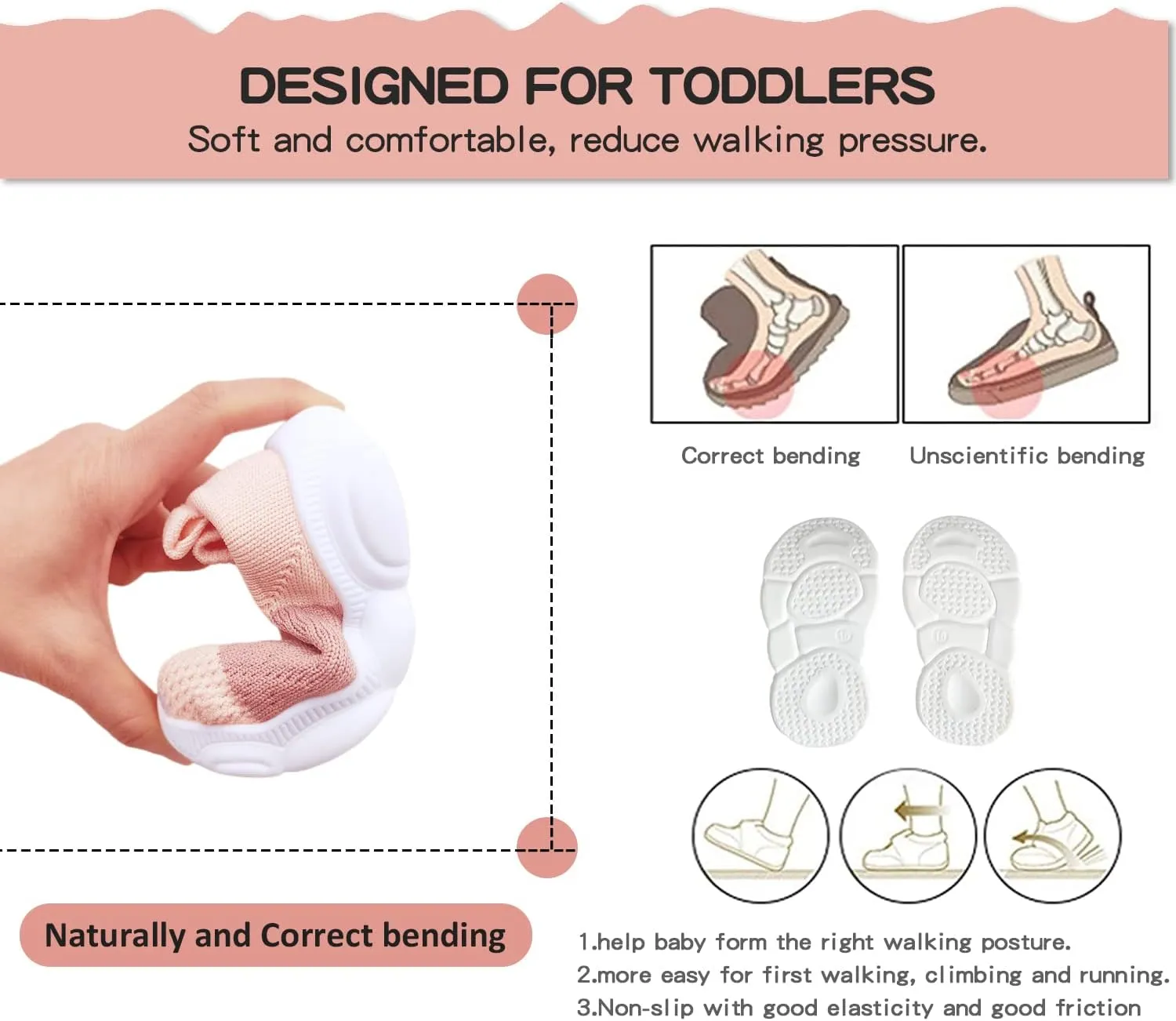 Baby Boy Girl Sneakers Toddler Infant First Walking Shoes Non-Skid Indoor Baby Sneakers Soft Sole Non Slip Cotton Mesh Breathable Lightweight Baby Shoes