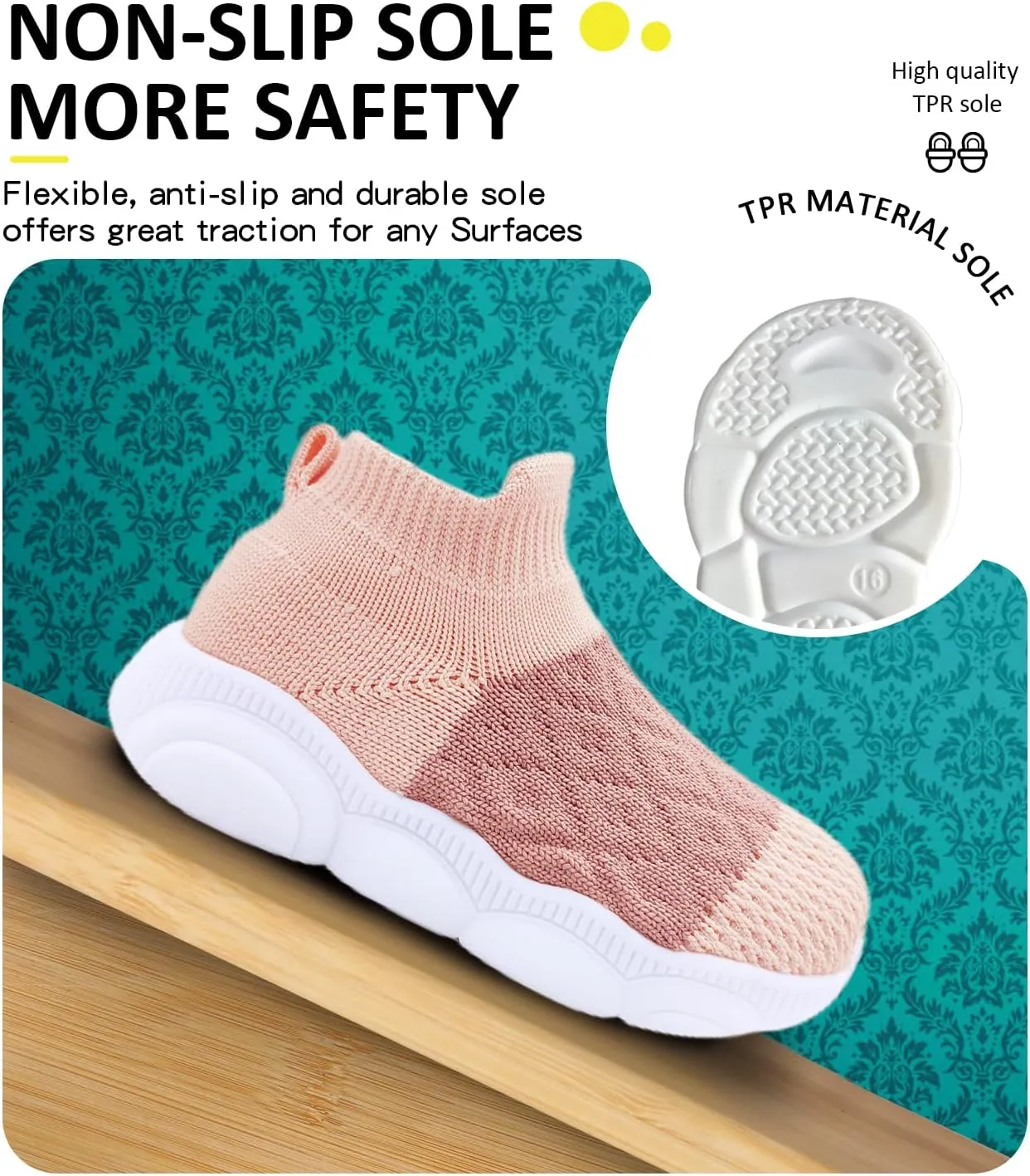 Baby Boy Girl Sneakers Toddler Infant First Walking Shoes Non-Skid Indoor Baby Sneakers Soft Sole Non Slip Cotton Mesh Breathable Lightweight Baby Shoes