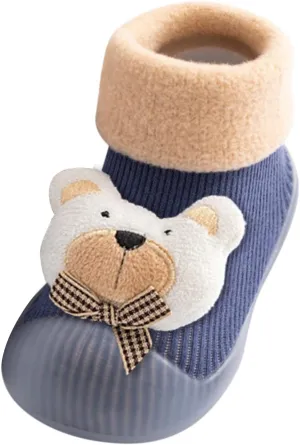 Baby Boy Girls Infant First-Walking Training Shoes Rubber Sole Non-?kid Slipper Floor Sneaker House Shoes Socks