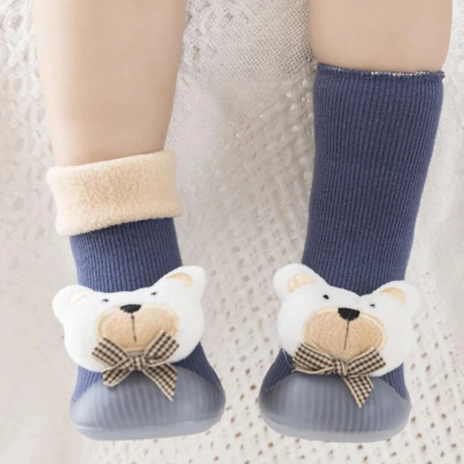 Baby Boy Girls Infant First-Walking Training Shoes Rubber Sole Non-?kid Slipper Floor Sneaker House Shoes Socks