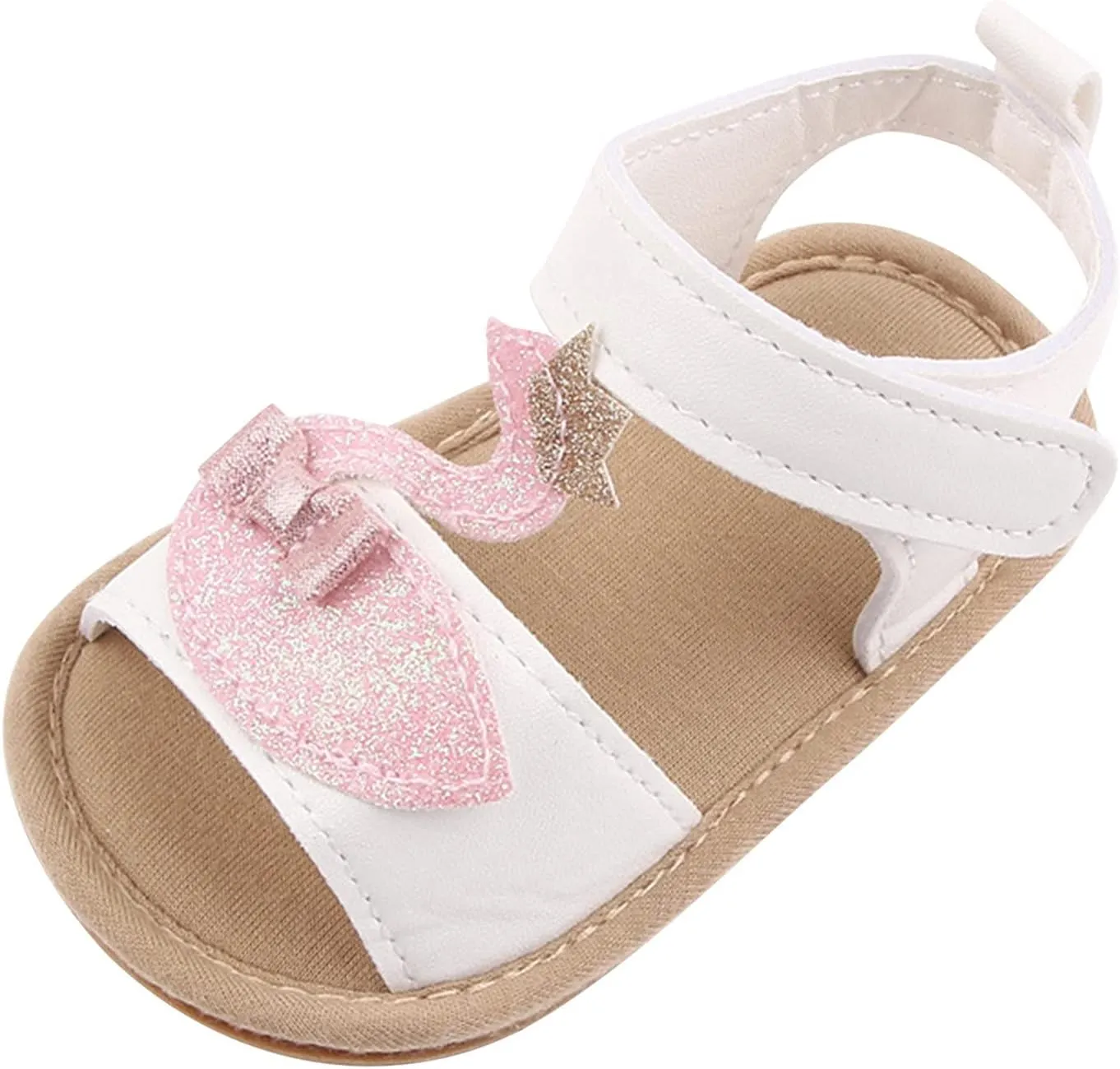 Baby Boy Unisex Sandals Shoes for Infant/Toddlers First Walkers Prewalkers Soft Sole Flat Shoes (White, 4 Toddler)