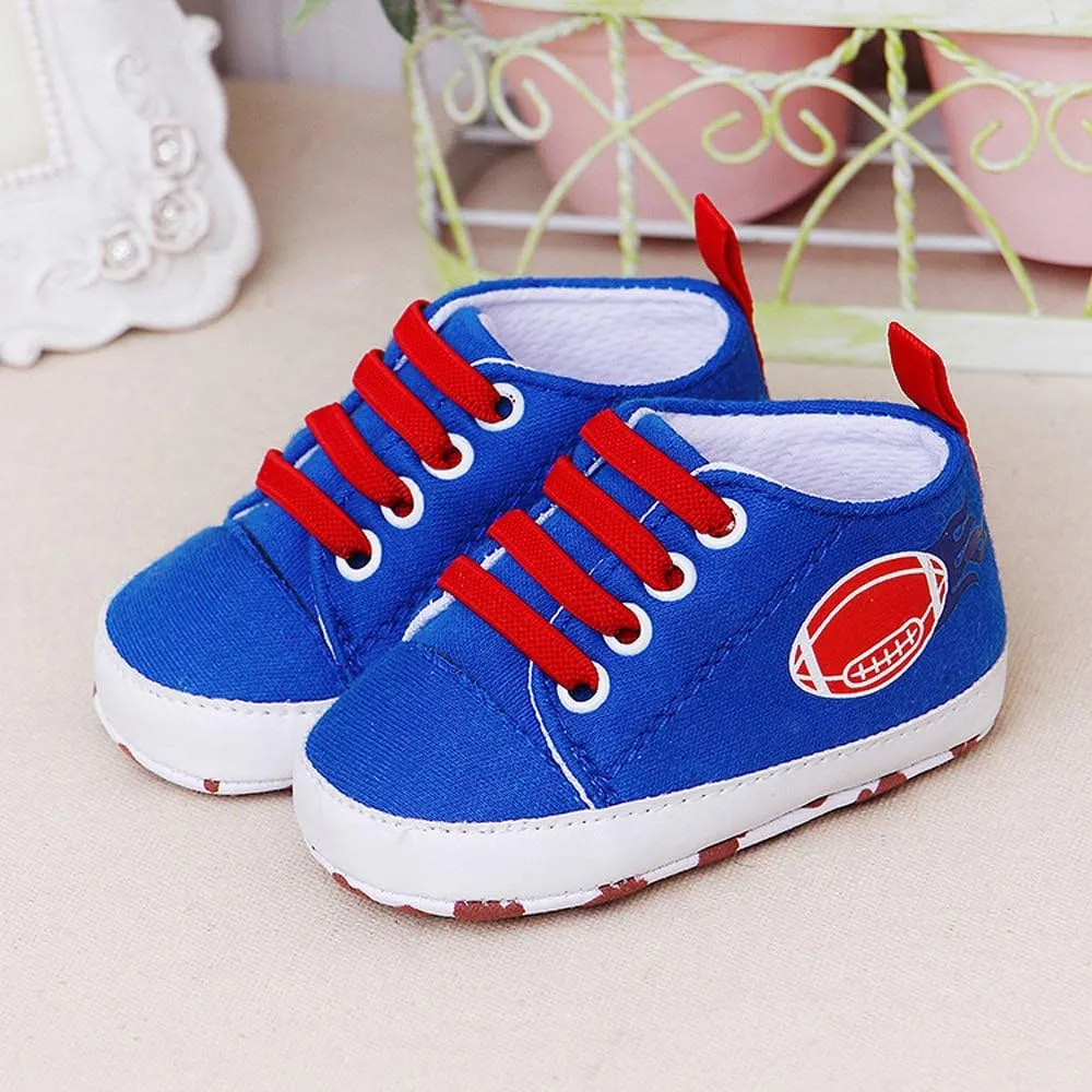 Baby Boys Girls Cartoon Rugby Print Shoes Mesh Breathable Non-Slip Casual Sport Canvas Shoes