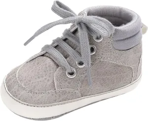 Baby Boys Girls High Top Sneakers Soft Soles Anti Slip Ankle Shoes Infant Toddler Flat Bottom First Walking Shoes