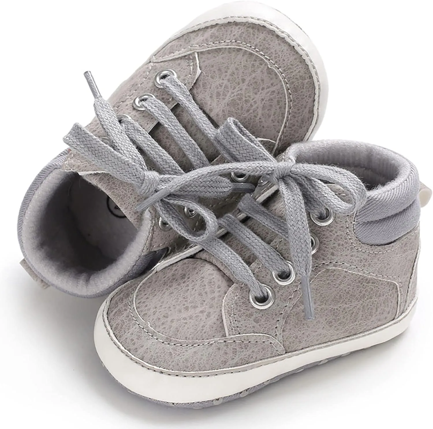Baby Boys Girls High Top Sneakers Soft Soles Anti Slip Ankle Shoes Infant Toddler Flat Bottom First Walking Shoes