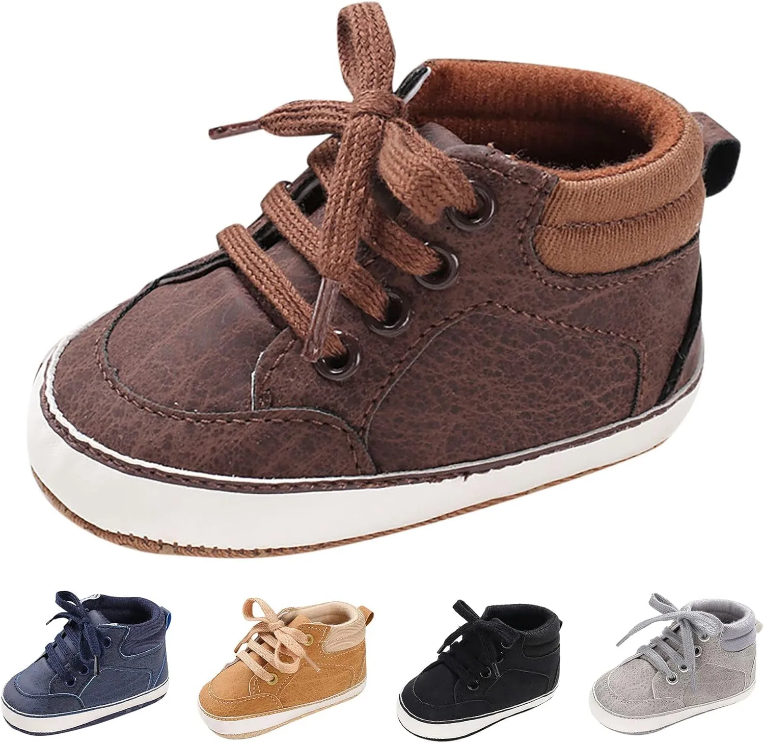 Baby Boys Girls High Top Sneakers Soft Soles Anti Slip Infant Ankle Shoes Toddler Prewalker First Walking Shoes