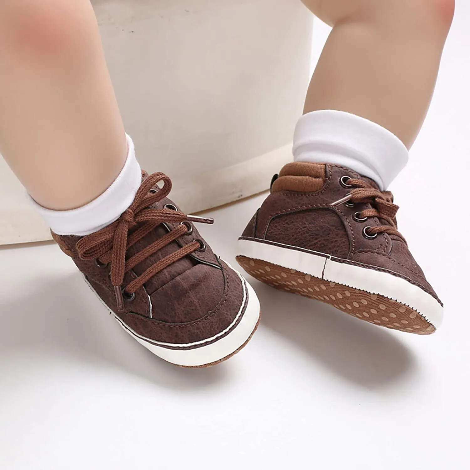 Baby Boys Girls High Top Sneakers Soft Soles Anti Slip Infant Ankle Shoes Toddler Prewalker First Walking Shoes