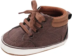 Baby Boys Girls High Top Sneakers Soft Soles Anti Slip Infant Ankle Shoes Toddler Prewalker First Walking Shoes