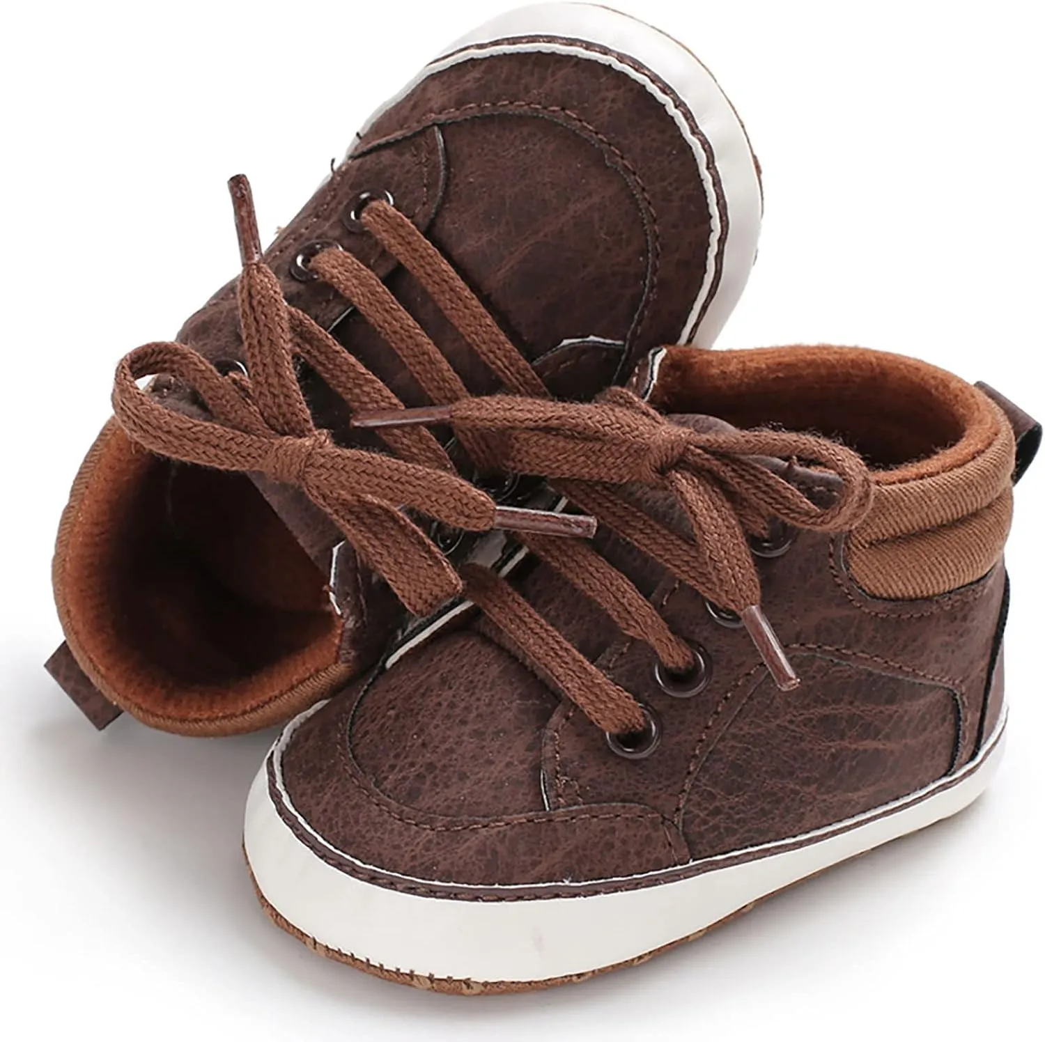 Baby Boys Girls High Top Sneakers Soft Soles Anti Slip Infant Ankle Shoes Toddler Prewalker First Walking Shoes
