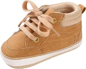 Baby Boys Girls High Top Sneakers Soft Soles Anti Slip Infant Ankle Shoes Toddler Prewalker First Walking Shoes