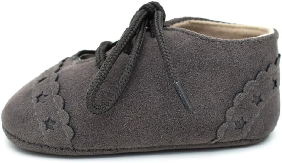 Baby Boys Girls Lace Up Suede Boots Sneakers Soft Rubber Sole Infant Newborn Oxford Anti-Slip Toddler Dress Shoes