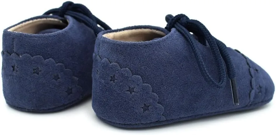 Baby Boys Girls Lace Up Suede Boots Sneakers Soft Rubber Sole Infant Newborn Oxford Anti-Slip Toddler Dress Shoes
