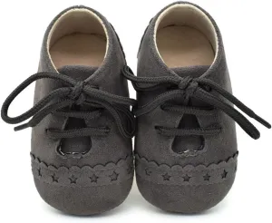 Baby Boys Girls Lace Up Suede Boots Sneakers Soft Rubber Sole Infant Newborn Oxford Anti-Slip Toddler Dress Shoes