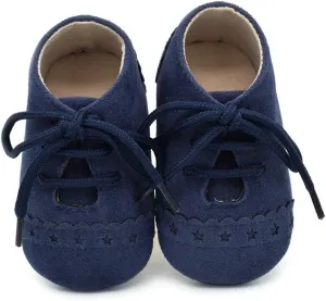 Baby Boys Girls Lace Up Suede Boots Sneakers Soft Rubber Sole Infant Newborn Oxford Anti-Slip Toddler Dress Shoes