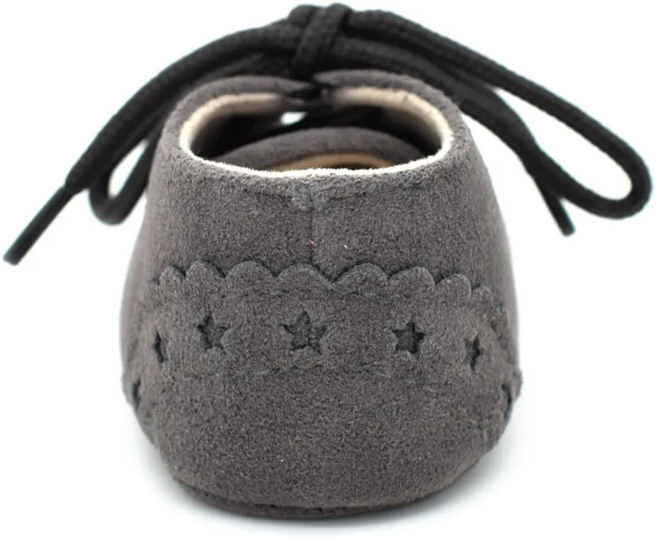 Baby Boys Girls Lace Up Suede Boots Sneakers Soft Rubber Sole Infant Newborn Oxford Anti-Slip Toddler Dress Shoes