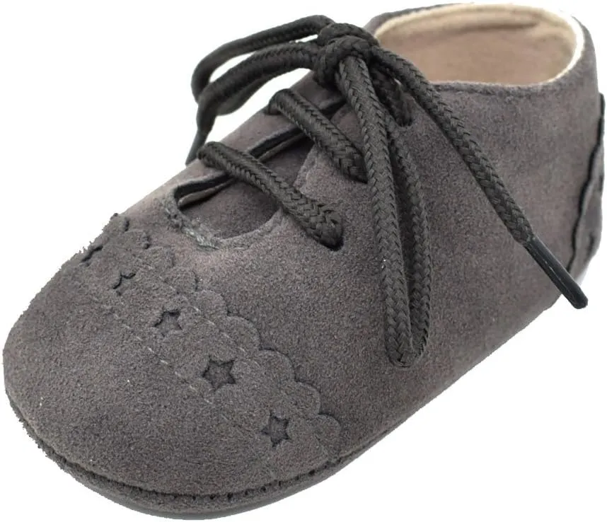Baby Boys Girls Lace Up Suede Boots Sneakers Soft Rubber Sole Infant Newborn Oxford Anti-Slip Toddler Dress Shoes