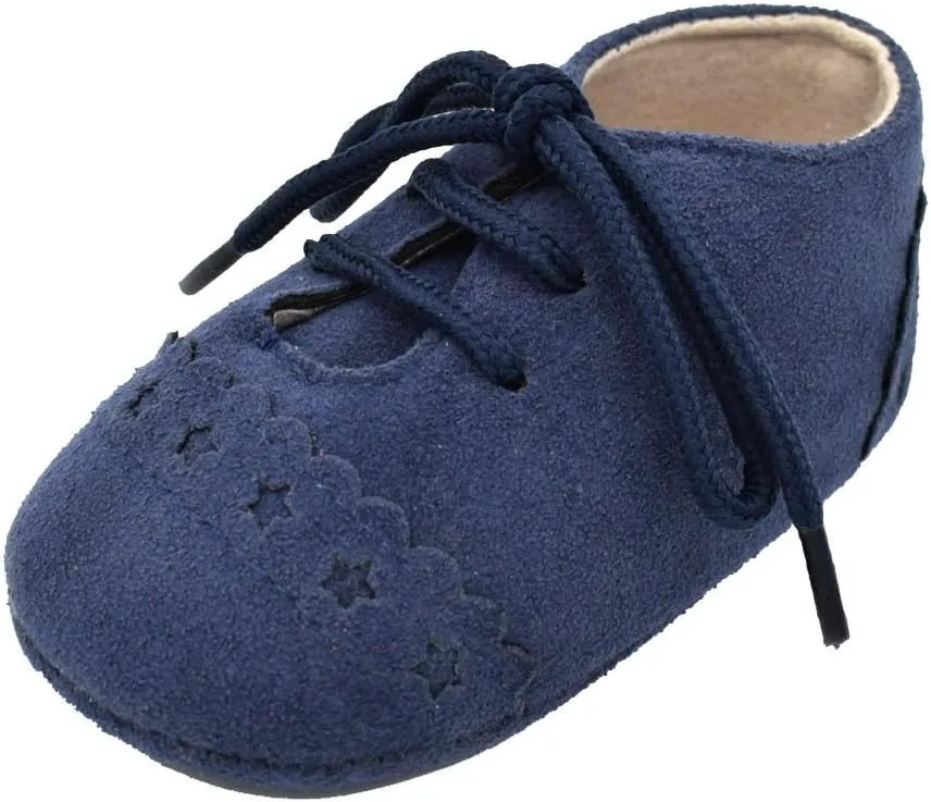 Baby Boys Girls Lace Up Suede Boots Sneakers Soft Rubber Sole Infant Newborn Oxford Anti-Slip Toddler Dress Shoes