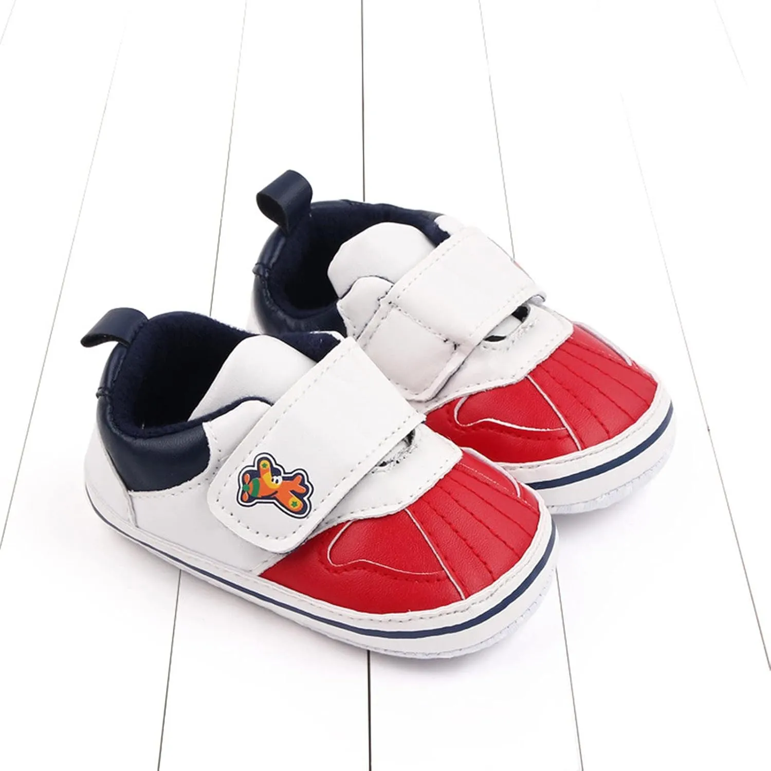 Baby Boys Girls Leather Pre-Walking Sneakers Toddler Anti-Slip Soft Sole Infant Lightweight First Step Flat Shoes