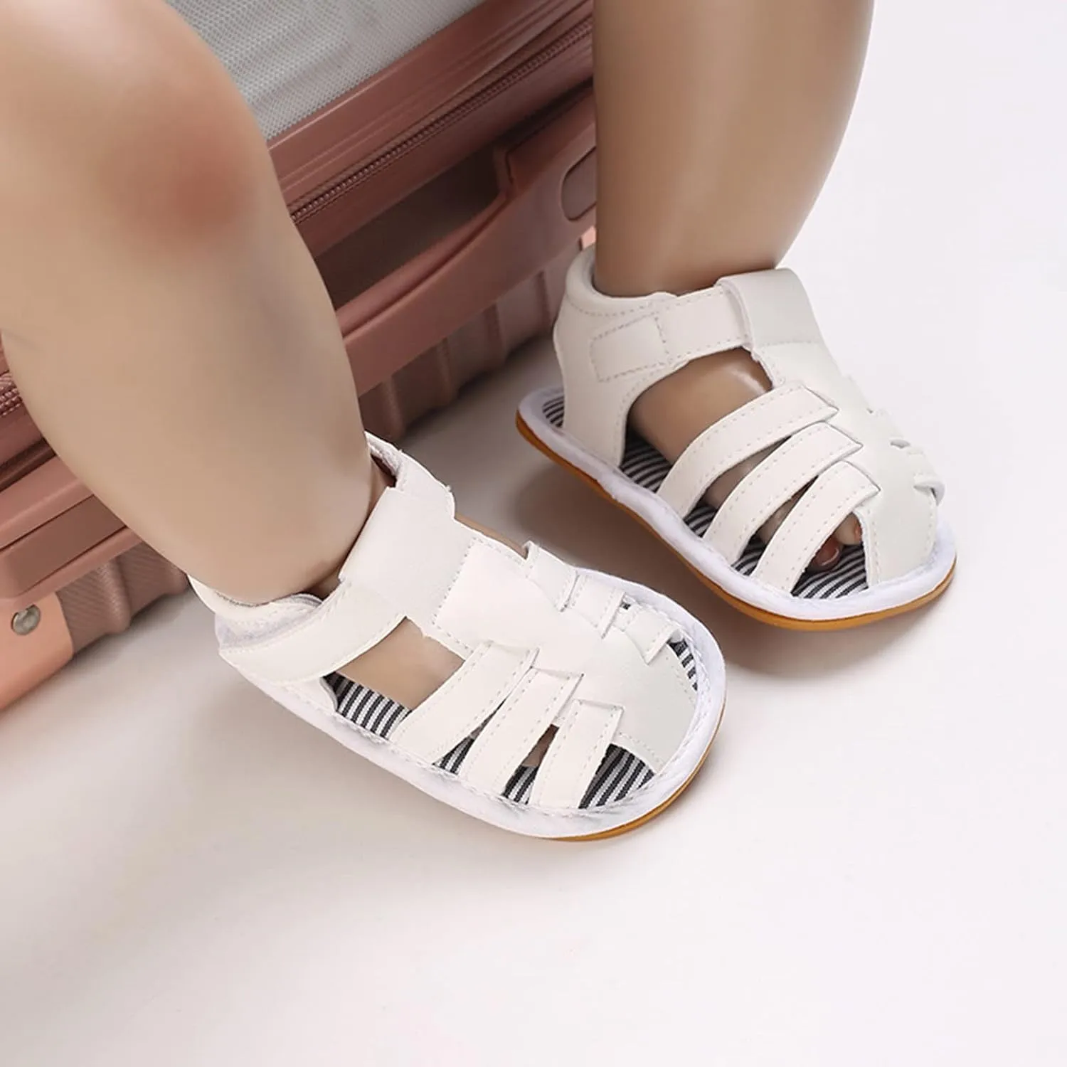 Baby Boys Girls Sandals Closed-Toe Infant Soft Rubber Sole Outdoor Shoes For First Walkers No Slip Rome Shoes
