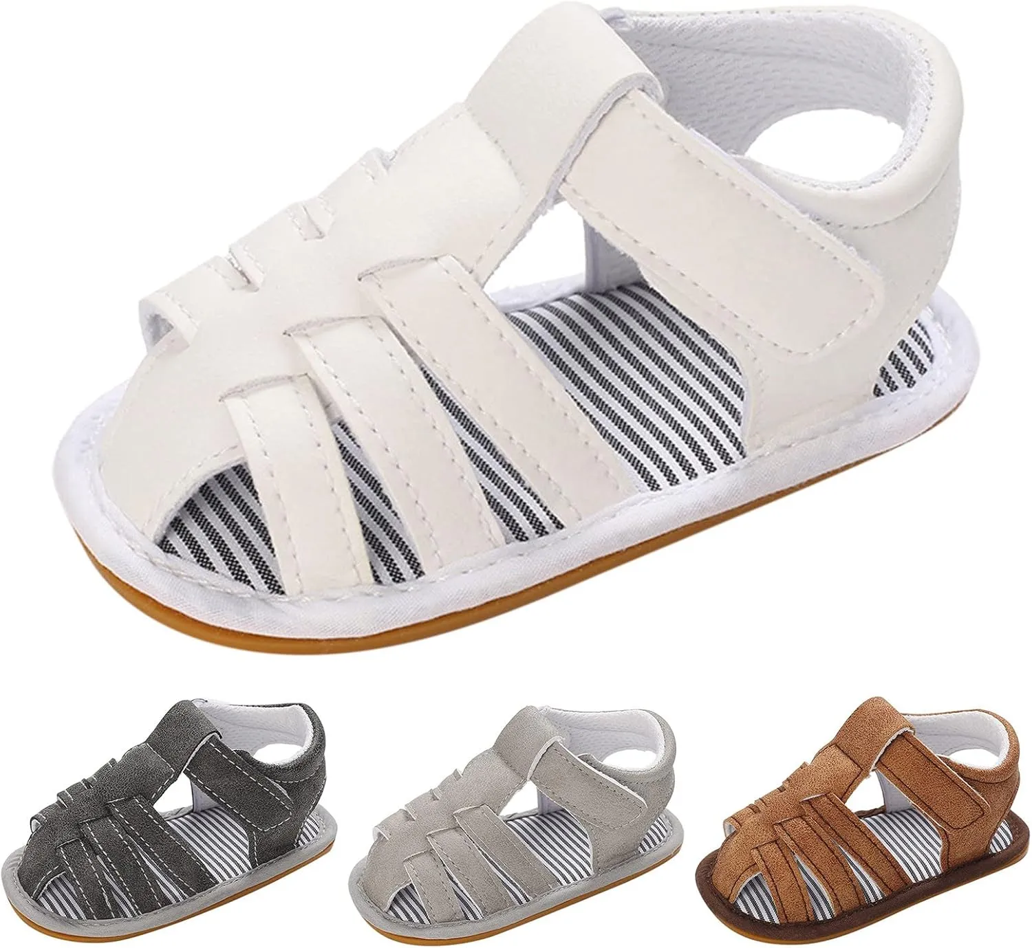 Baby Boys Girls Sandals Closed-Toe Infant Soft Rubber Sole Outdoor Shoes For First Walkers No Slip Rome Shoes