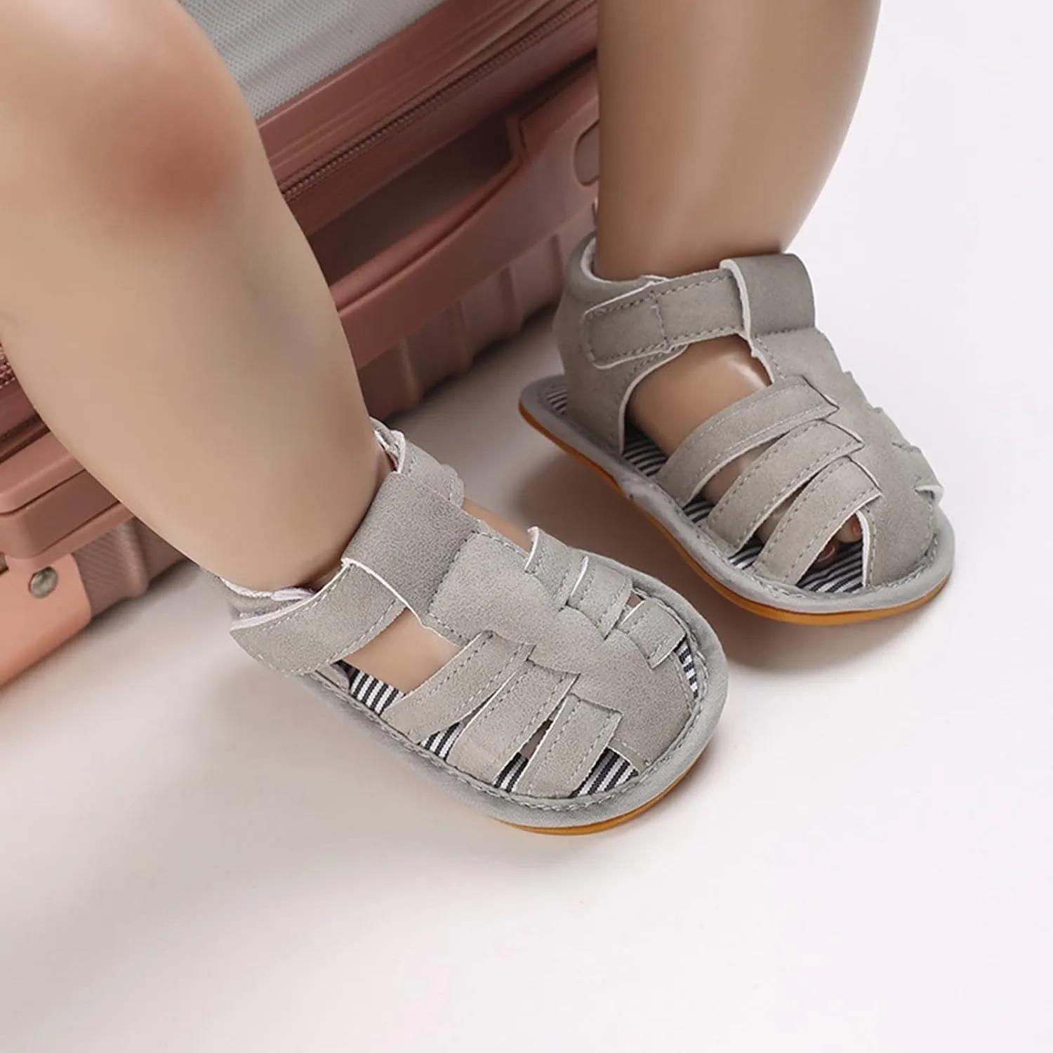 Baby Boys Girls Sandals Closed-Toe Infant Soft Rubber Sole Outdoor Shoes For First Walkers No Slip Rome Shoes
