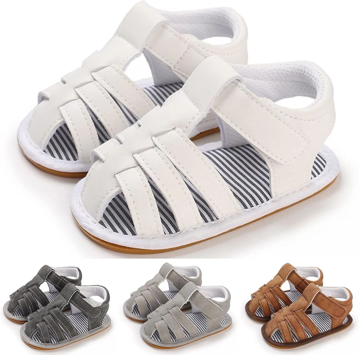 Baby Boys Girls Sandals Closed-Toe Infant Soft Rubber Sole Outdoor Shoes For First Walkers No Slip Rome Shoes
