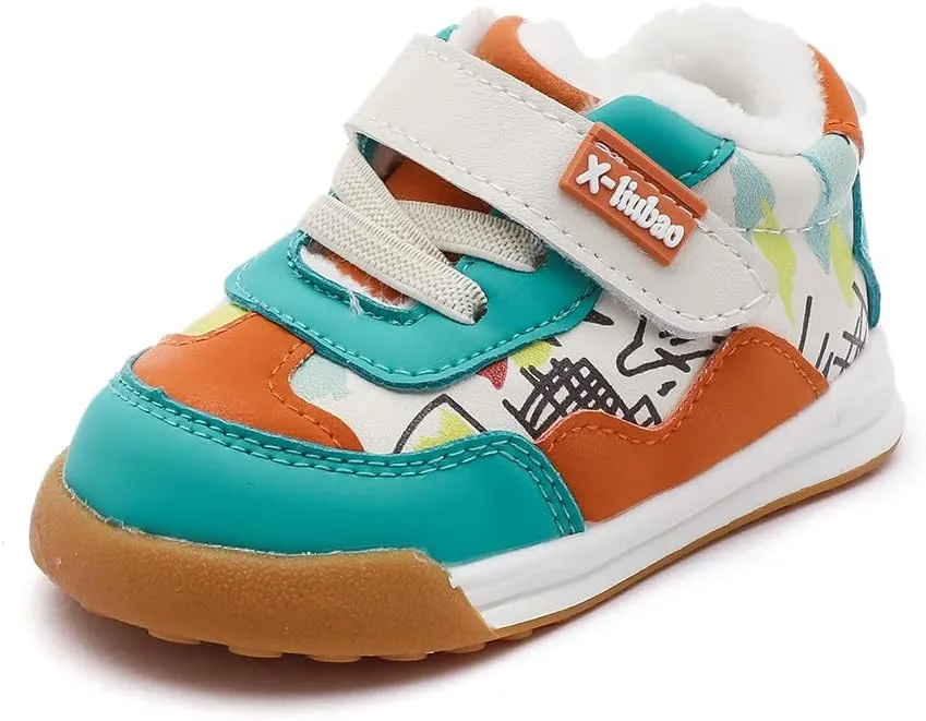 Baby Boys Girls Shoes for Toddler 1-3 Years Warm Sneakers with Plush Faux Fur Lining Soft Rubber Sole Non-Slip Outdoor Boots