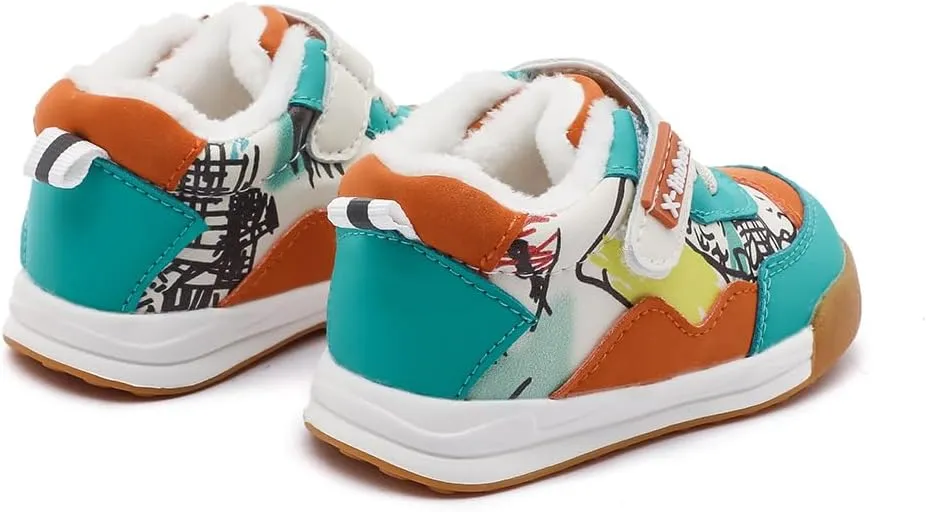 Baby Boys Girls Shoes for Toddler 1-3 Years Warm Sneakers with Plush Faux Fur Lining Soft Rubber Sole Non-Slip Outdoor Boots