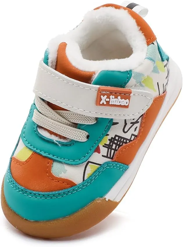 Baby Boys Girls Shoes for Toddler 1-3 Years Warm Sneakers with Plush Faux Fur Lining Soft Rubber Sole Non-Slip Outdoor Boots