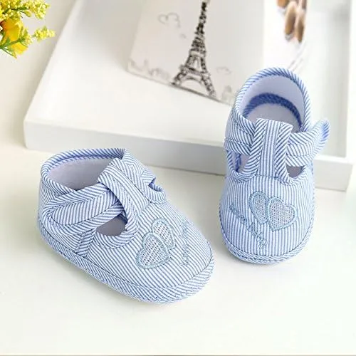 Baby Boys Girls Sneakers Striped Shoes Causal Soft Anti-Slip Sole Pre-Walkers Sport Outdoor Sneakers (Blue, 12)
