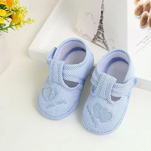 Baby Boys Girls Sneakers Striped Shoes Causal Soft Anti-Slip Sole Pre-Walkers Sport Outdoor Sneakers (Blue, 12)