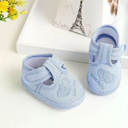 Baby Boys Girls Sneakers Striped Shoes Causal Soft Anti-Slip Sole Pre-Walkers Sport Outdoor Sneakers (Blue, 12)