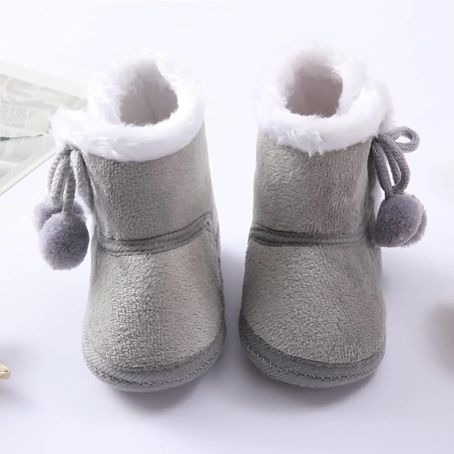 Baby Boys Girls Snow Boots Fur Lined Non Slip Soft Sole Toddler First Walker Winter Warm Crib Shoes Waterproof