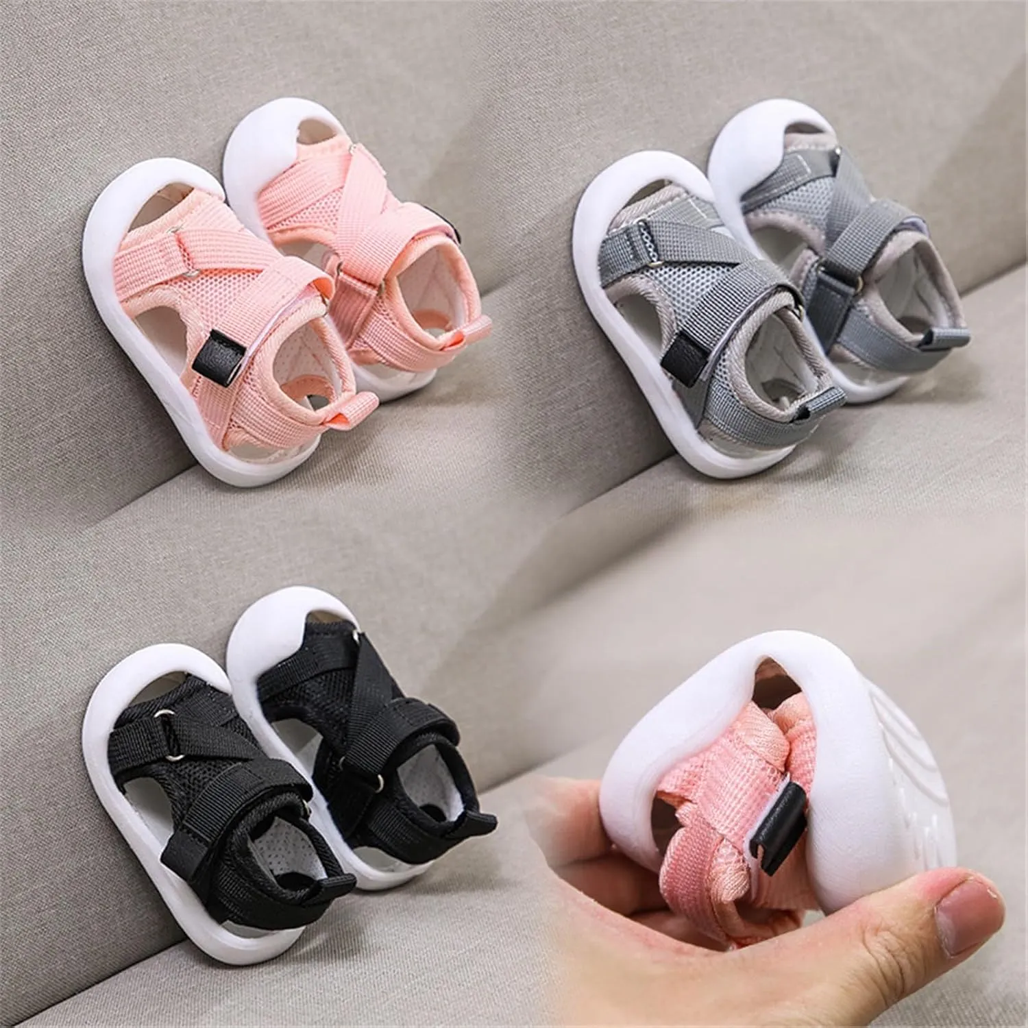 Baby Boys Girls Sports Sandals Lightweight Anti-Slip Rubber Sole Beach Aquatic Water Shoes Toddler First Walking Shoe