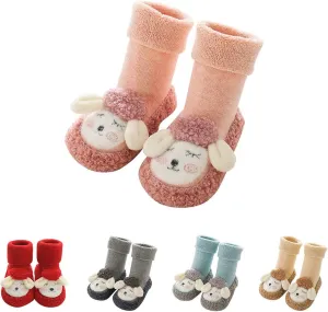 Baby Cartoon Plush Cotton Toddler Shoes,2025 Fall Winter Non Slip Baby Shoes,Baby Plush Cotton Toddler Shoes