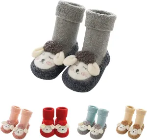 Baby Cartoon Plush Cotton Toddler Shoes,2025 Fall Winter Non Slip Baby Shoes,Baby Plush Cotton Toddler Shoes