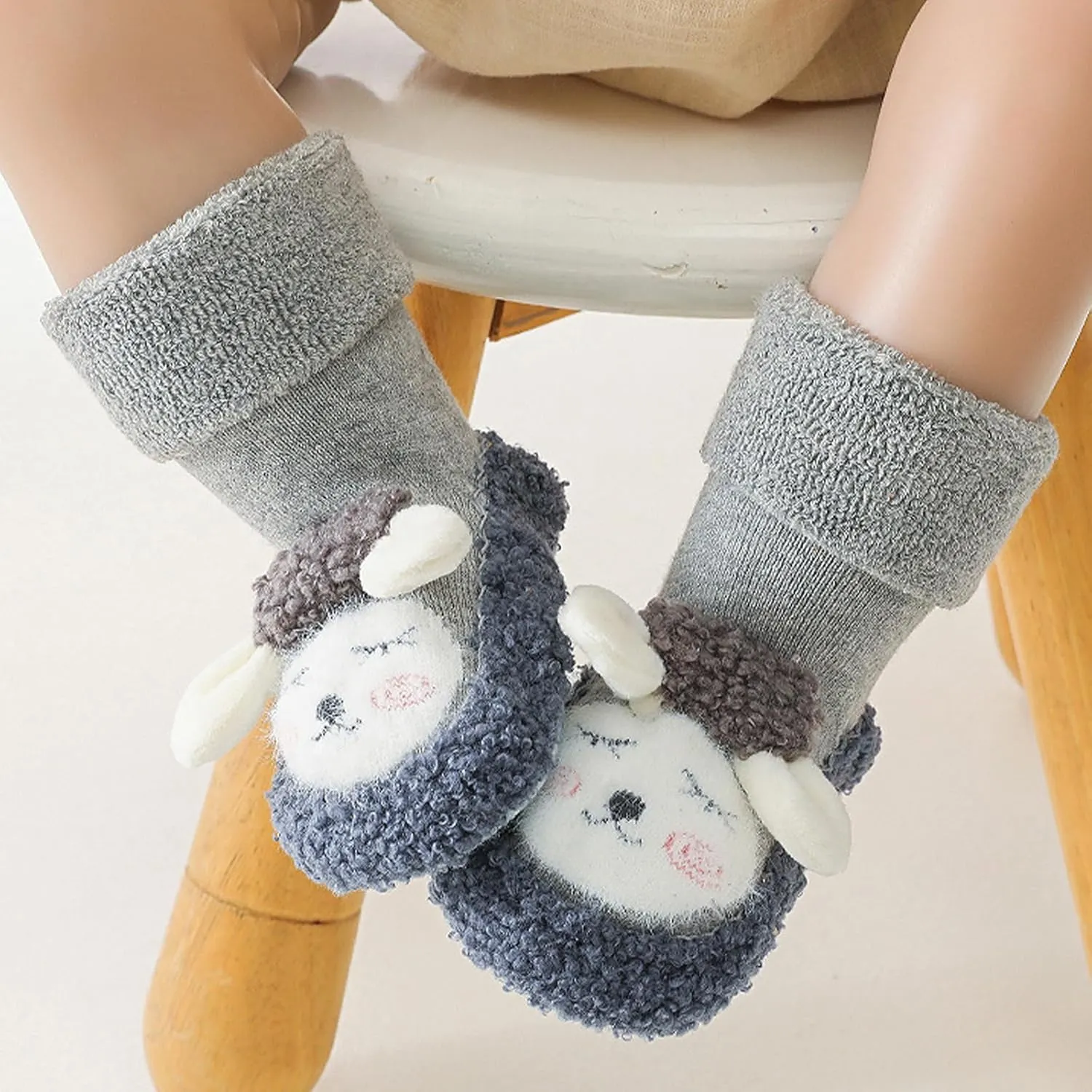 Baby Cartoon Plush Cotton Toddler Shoes,2025 Fall Winter Non Slip Baby Shoes,Baby Plush Cotton Toddler Shoes