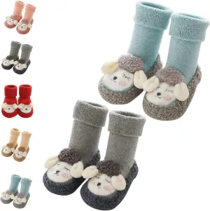 Baby Cartoon Plush Cotton Toddler Shoes,2025 Fall Winter Non Slip Baby Shoes,Baby Plush Cotton Toddler Shoes