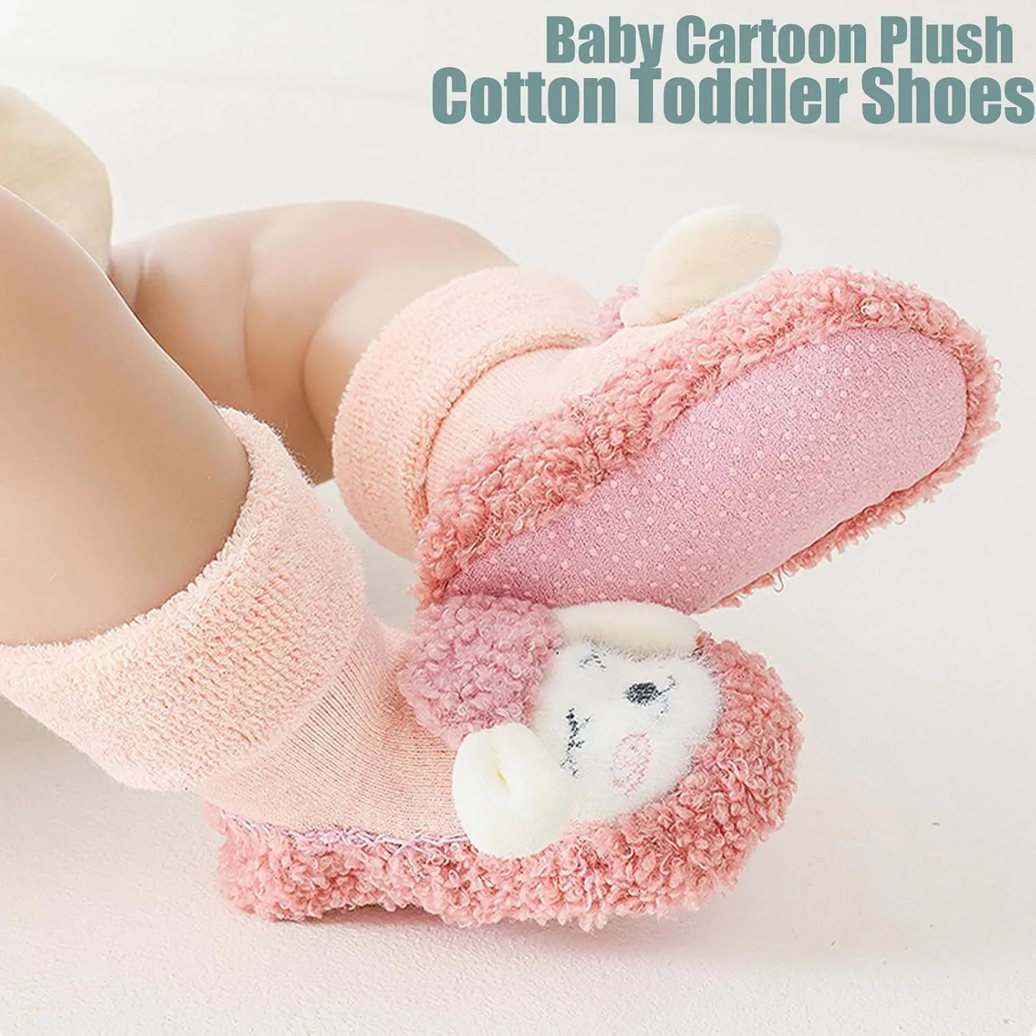 Baby Cartoon Plush Cotton Toddler Shoes,2025 Fall Winter Non Slip Baby Shoes,Baby Plush Cotton Toddler Shoes
