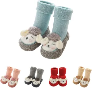 Baby Cartoon Plush Cotton Toddler Shoes,2025 Fall Winter Non Slip Baby Shoes,Baby Plush Cotton Toddler Shoes
