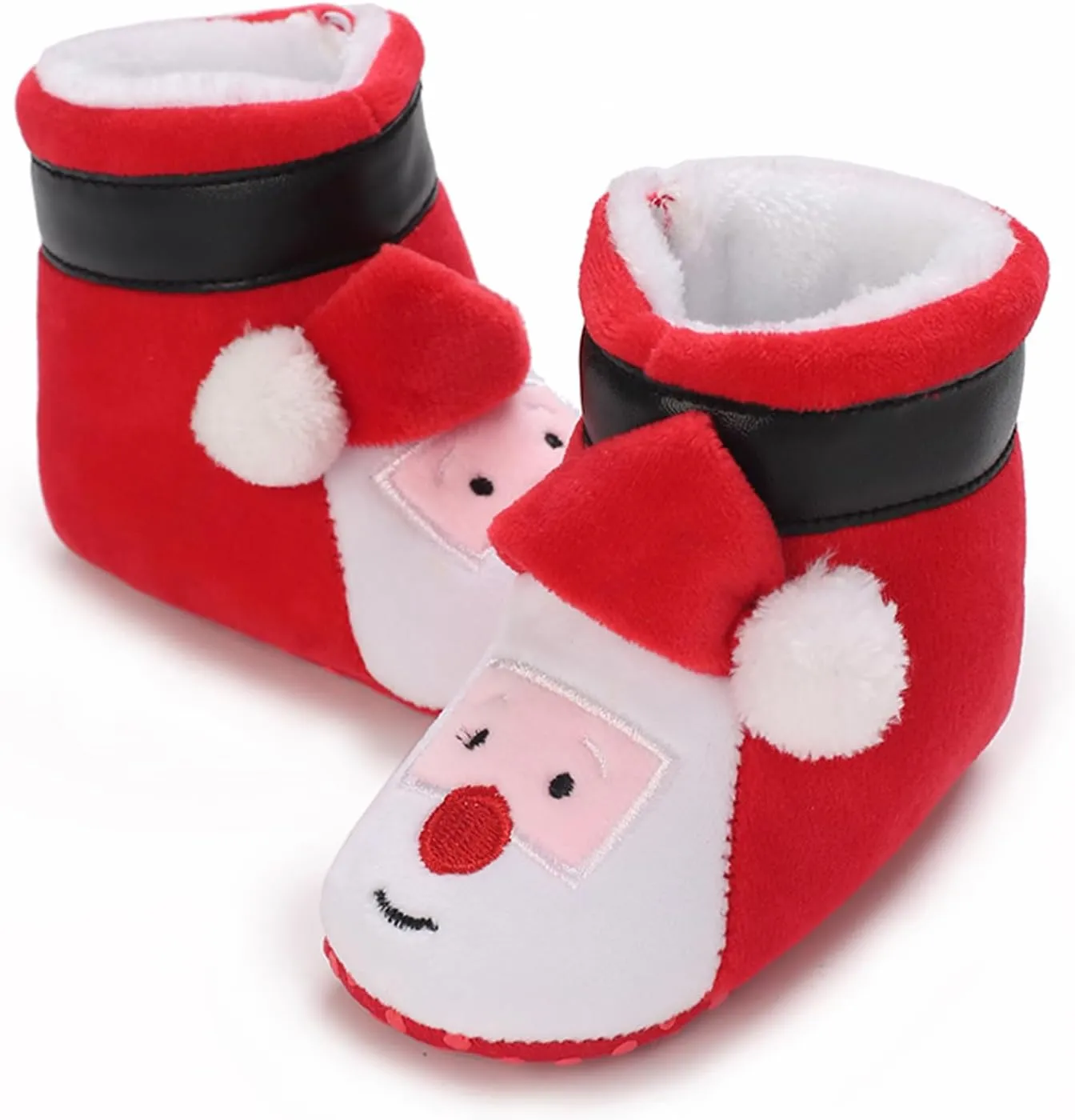 Baby Christmas Shoes Soft Santa Slippers Infanr Cozy Fleece Booties Winter Warm Prewalkers Crib Shoes