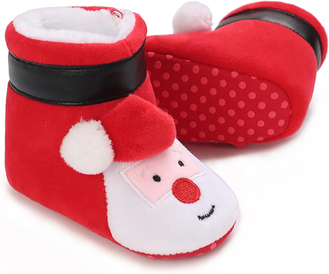 Baby Christmas Shoes Soft Santa Slippers Infanr Cozy Fleece Booties Winter Warm Prewalkers Crib Shoes