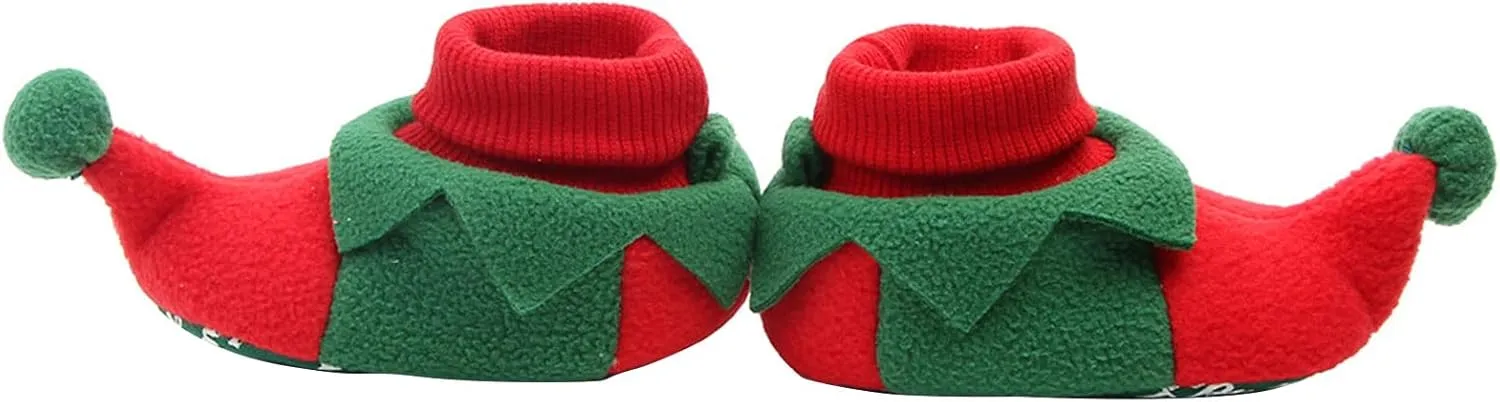 Baby Christmas Shoes Soft Santa Slippers Infanr Cozy Fleece Booties Winter Warm Prewalkers Crib Shoes