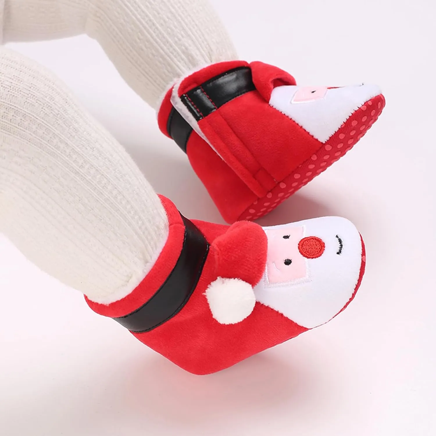 Baby Christmas Shoes Soft Santa Slippers Infanr Cozy Fleece Booties Winter Warm Prewalkers Crib Shoes