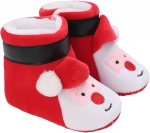 Baby Christmas Shoes Soft Santa Slippers Infanr Cozy Fleece Booties Winter Warm Prewalkers Crib Shoes